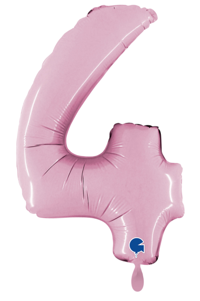 Folienballon - Zahl 4: Pastellrosa - ø 102cm